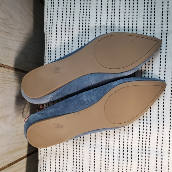 Steve Madden Womens Emilie Ballet Flats Blue Suede Ankle Strap Lace Up Shoes 7.5 - Picture 7 of 8